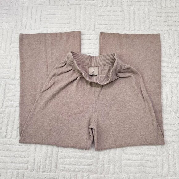 Sioni Boho Wide Leg Sweat Pant Neutral Basic High Waisted Pants - Picture 1 of 6